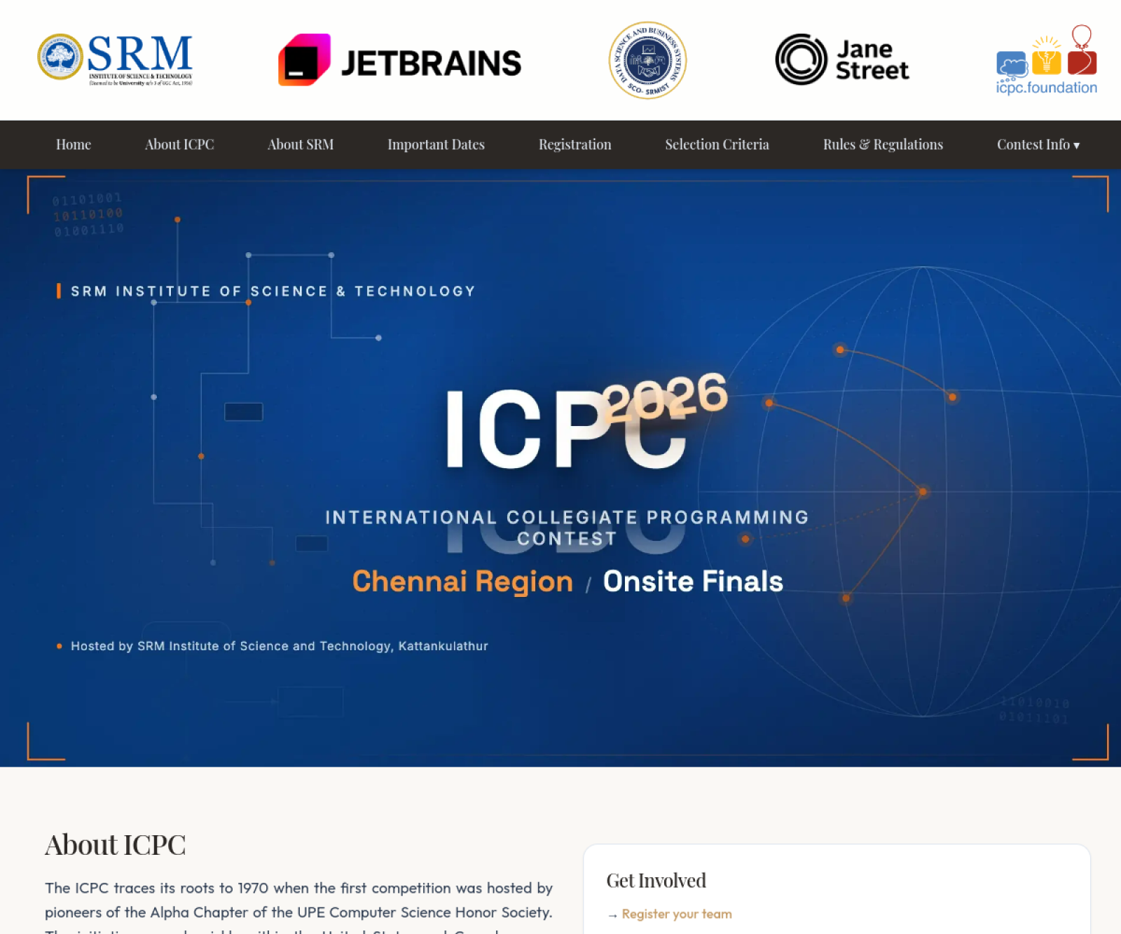 ICPC Chennai 2026 homepage